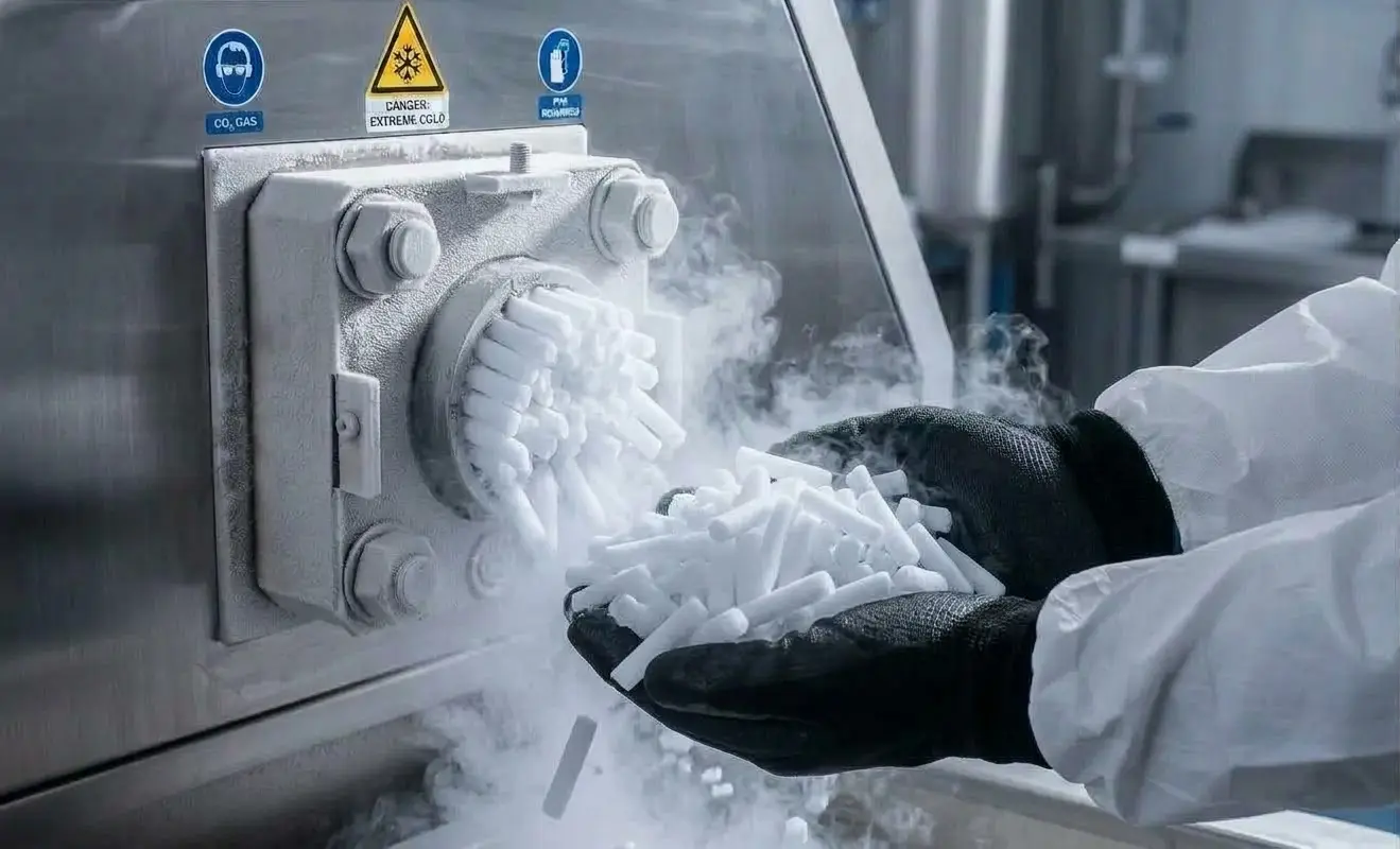 Food safe 12mm dry ice pellets for cold chain storage and transport cooling in Riyadh