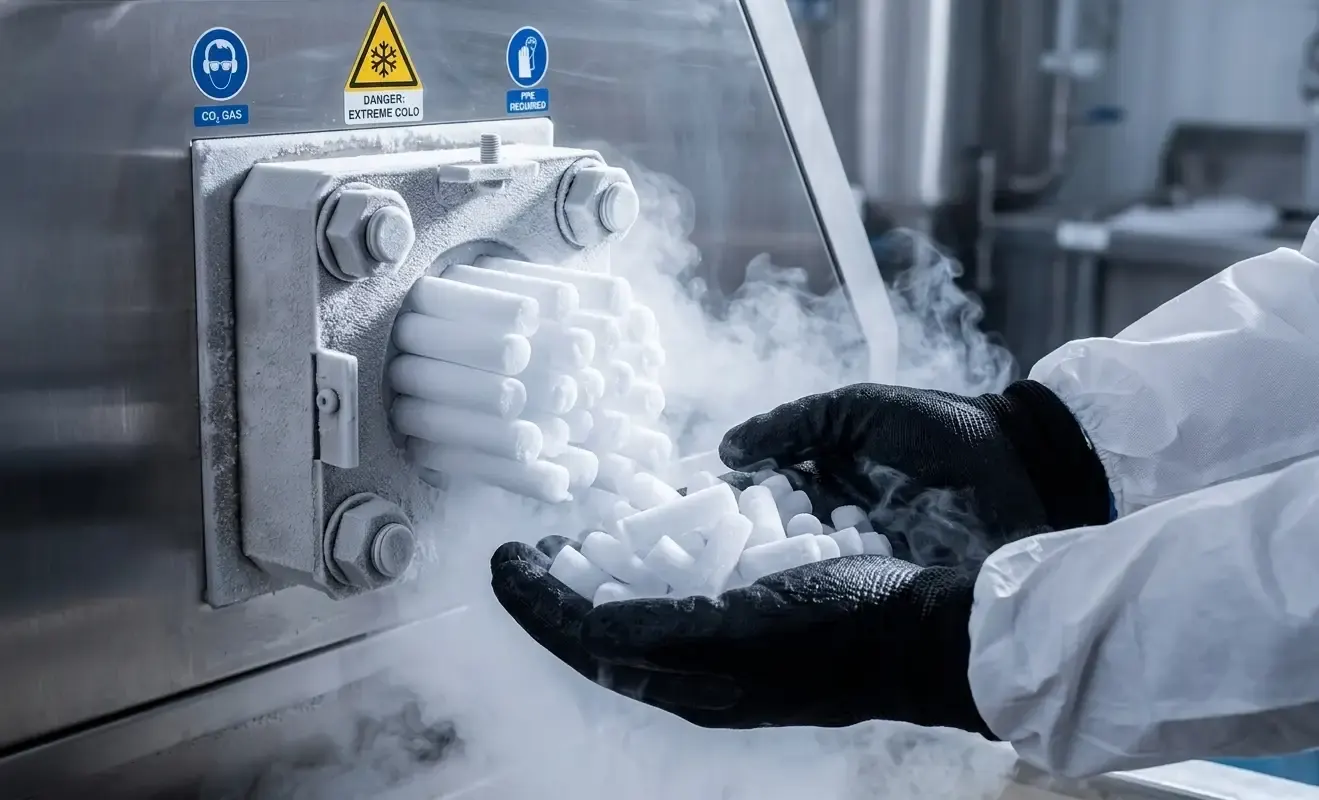 Heavy duty 16mm dry ice pellets for long lasting thermal preservation in Riyadh